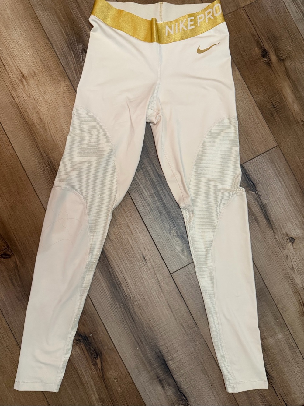 Nike Cream Leggings with Gold Elastic Waistband